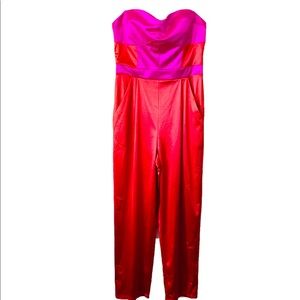 Crystal Doll Red & Pink Strapless Jumpsuit Sz13